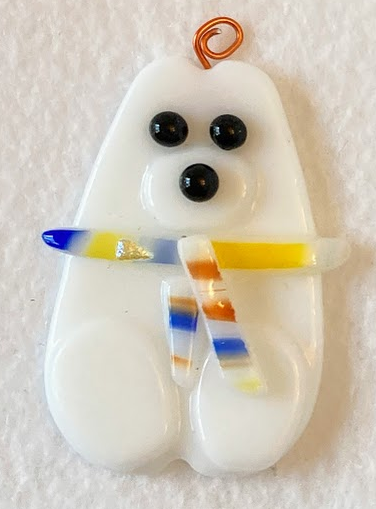 " Lokin' Good " Fused Glass Polar Bear Ornament
