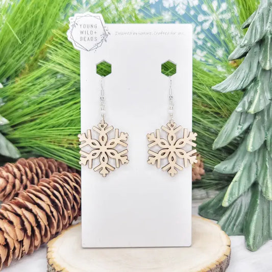 Earrings - Wood Snowflake