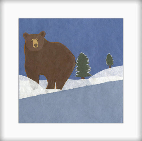 " Snow Bear " Paper Collage Art