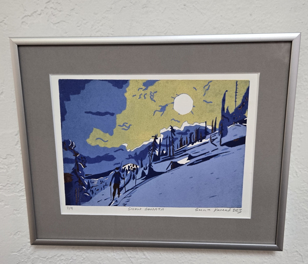 Framed Linocut Print- "Snow Sonata"