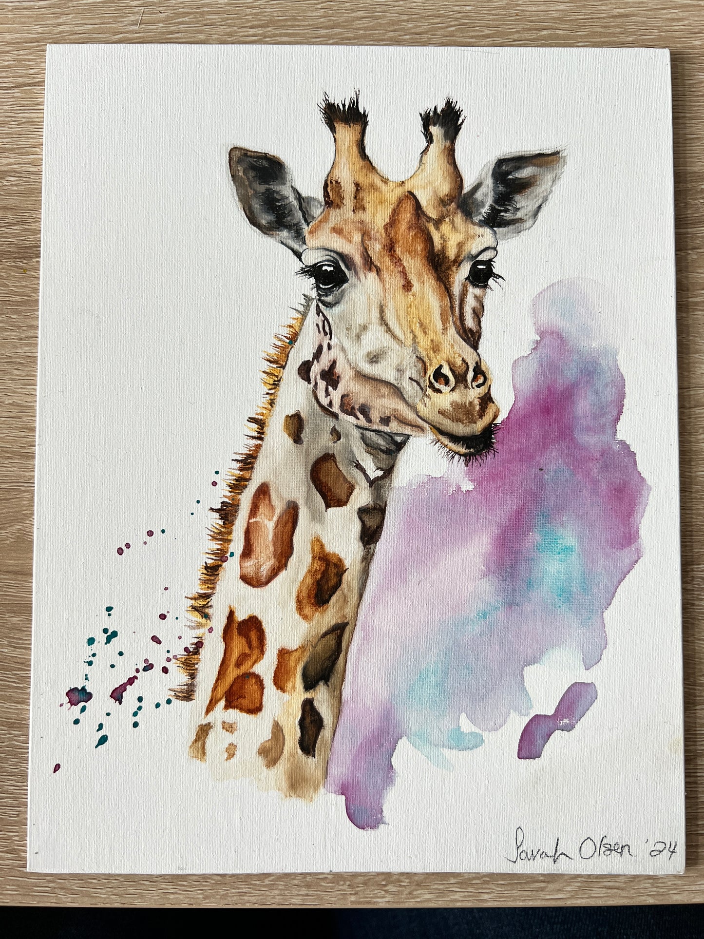 " Giraffe " Watercolor Art Card