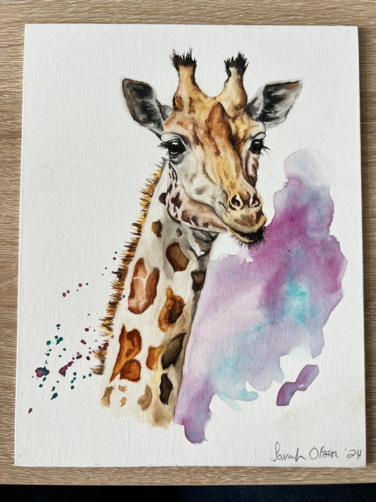 " Giraffe " Watercolor Art Card