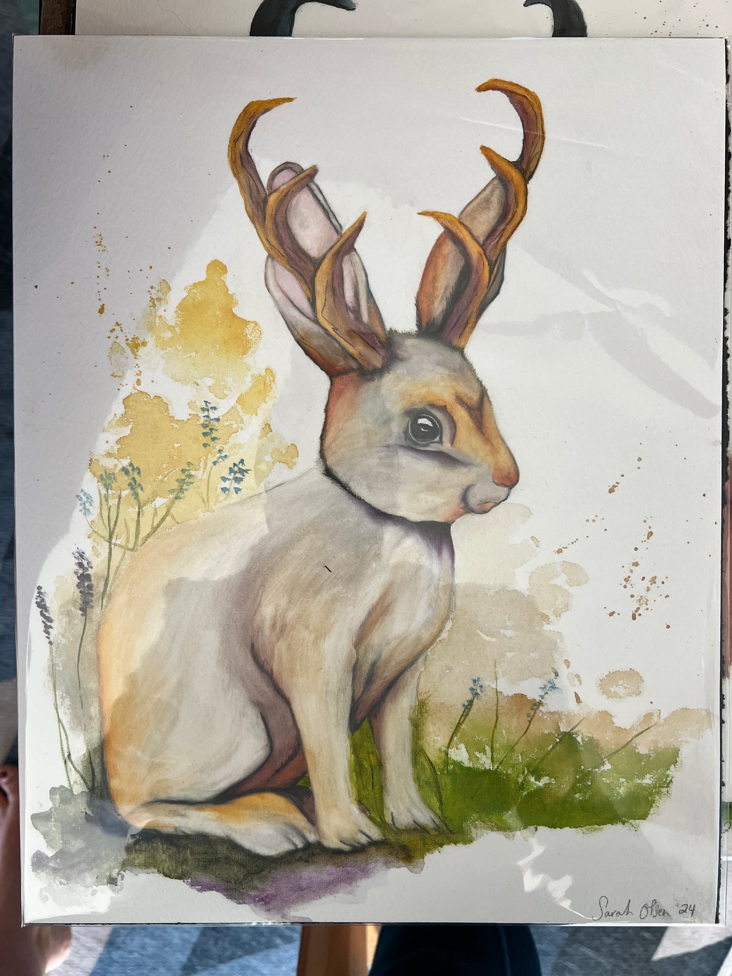 " Wyoming Jackalope" Jackalope Watercolor Painting