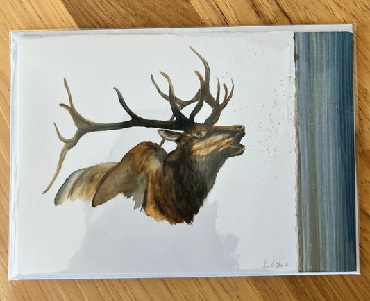 " Elk in Bugle " Watercolor art