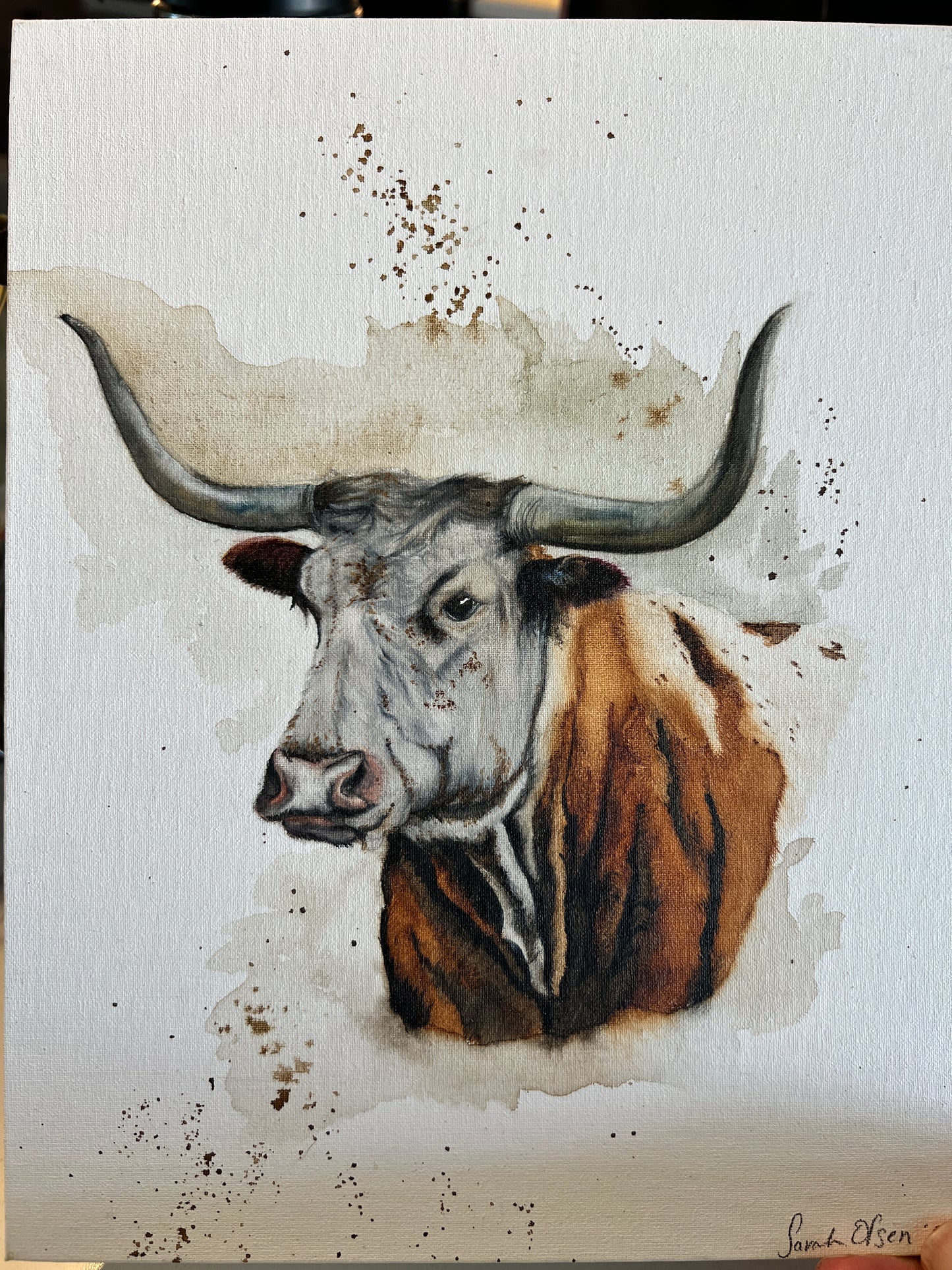 " Longhorn " Watercolor Art