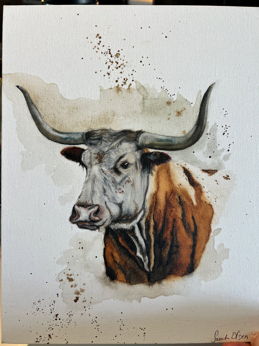 " Longhorn " Watercolor Art