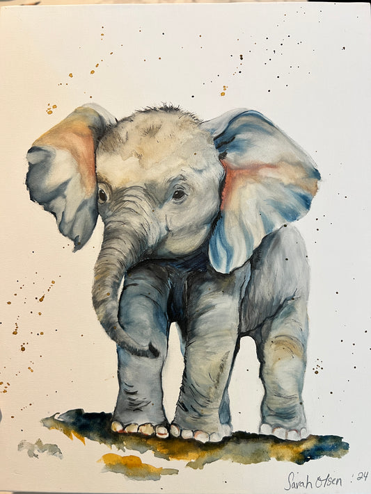 " Elephant " Watercolor Art Card
