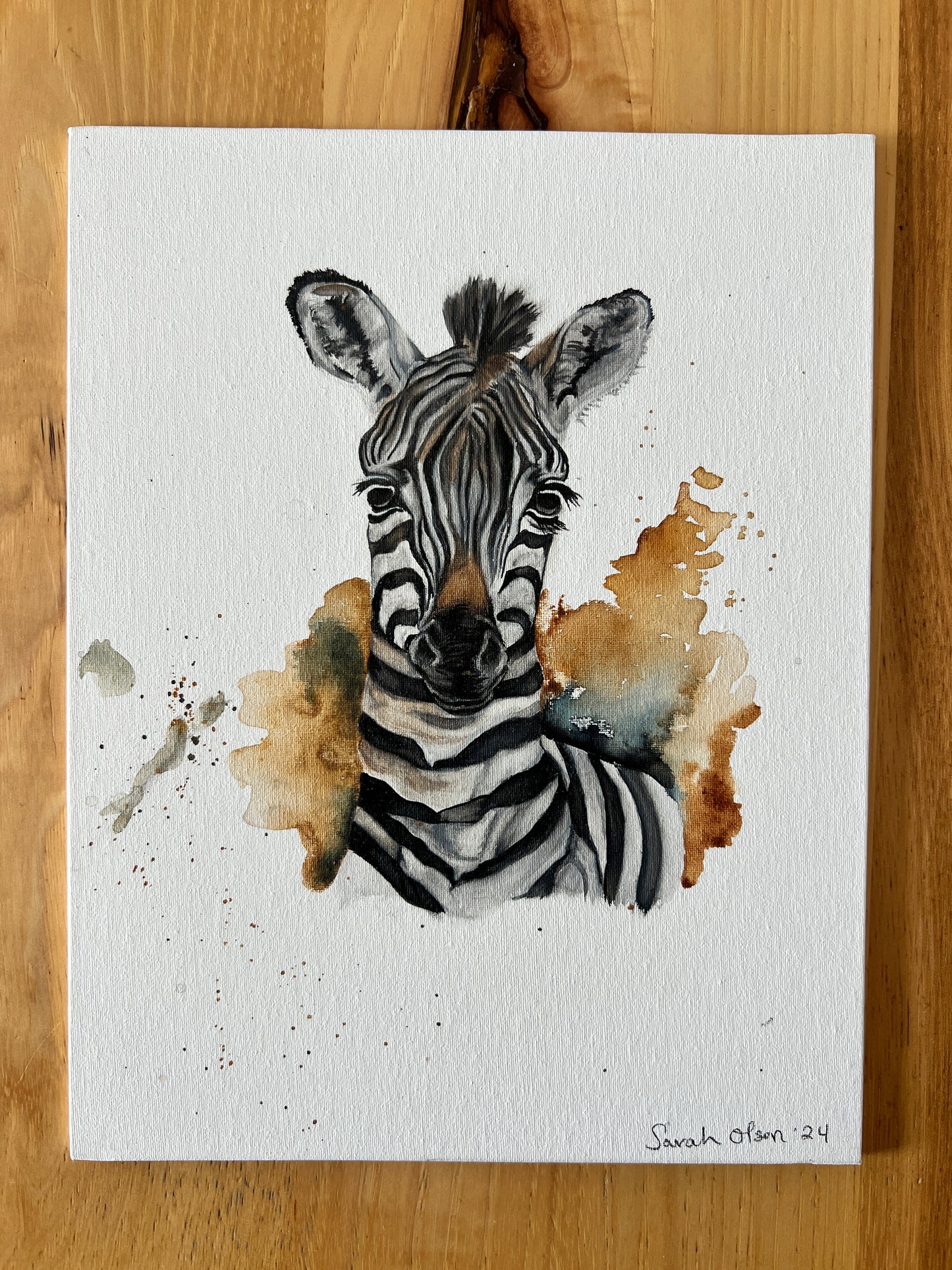 " Zebra " Watercolor Art Card