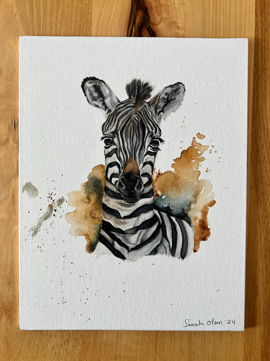 " Zebra " Watercolor Art Card