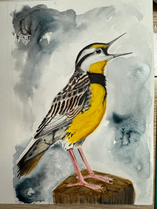 Watercolor Print- "Song of the Meadowlark"