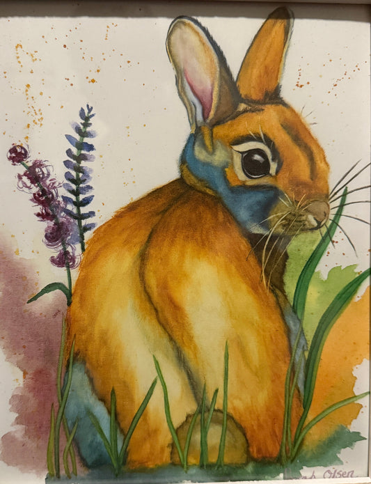 Watercolor Print- "Bunny in Rear View"