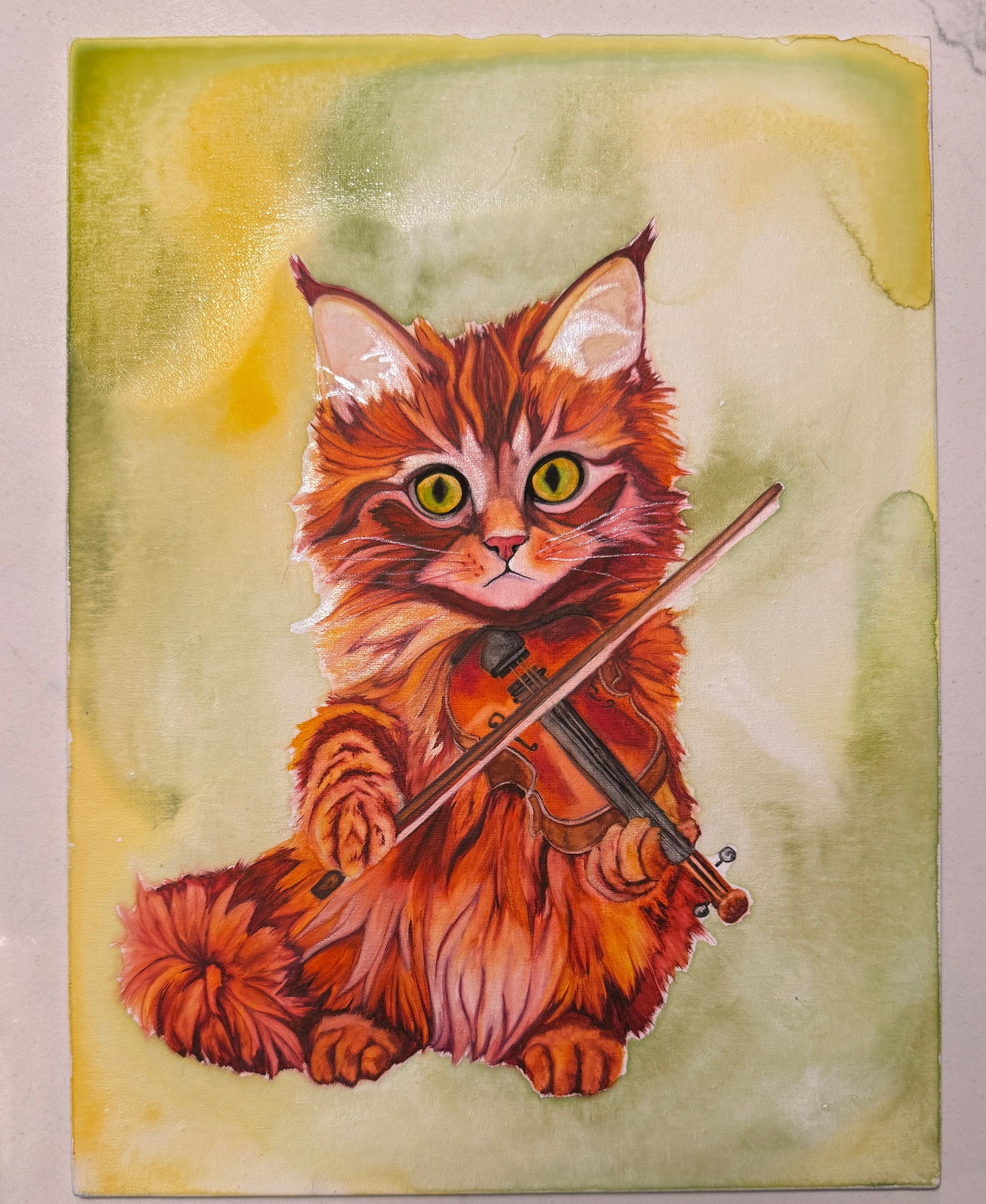 Watercolor Print- "Cat and Fiddle"
