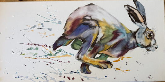 Watercolor Print- "Hare On The Run"