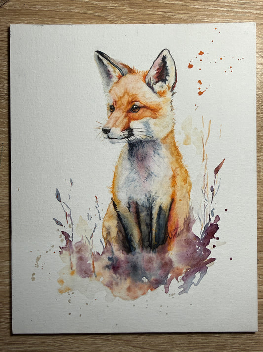 Watercolor Print- "Little Kit" Baby Fox