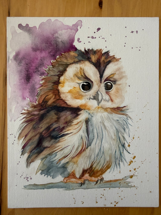 Watercolor Print- "Pip the Pigmy Owl" Baby Owl