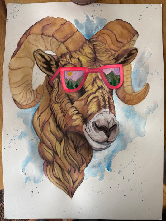 Watercolor Print- "The G.O.A.T"