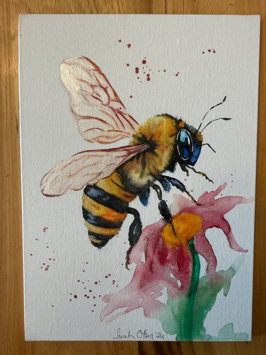 Watercolor Print- "Bee and Flower"