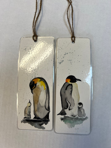 " Penquin " Original Watercolor Bookmark