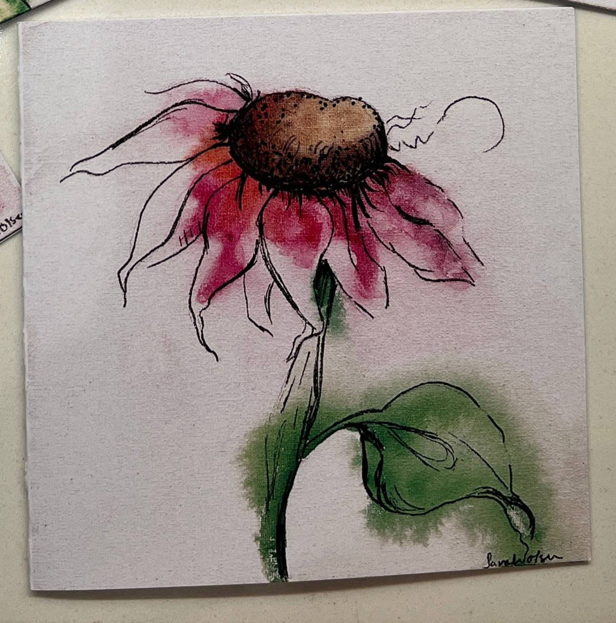 Watercolor Print- " Pink Flower "