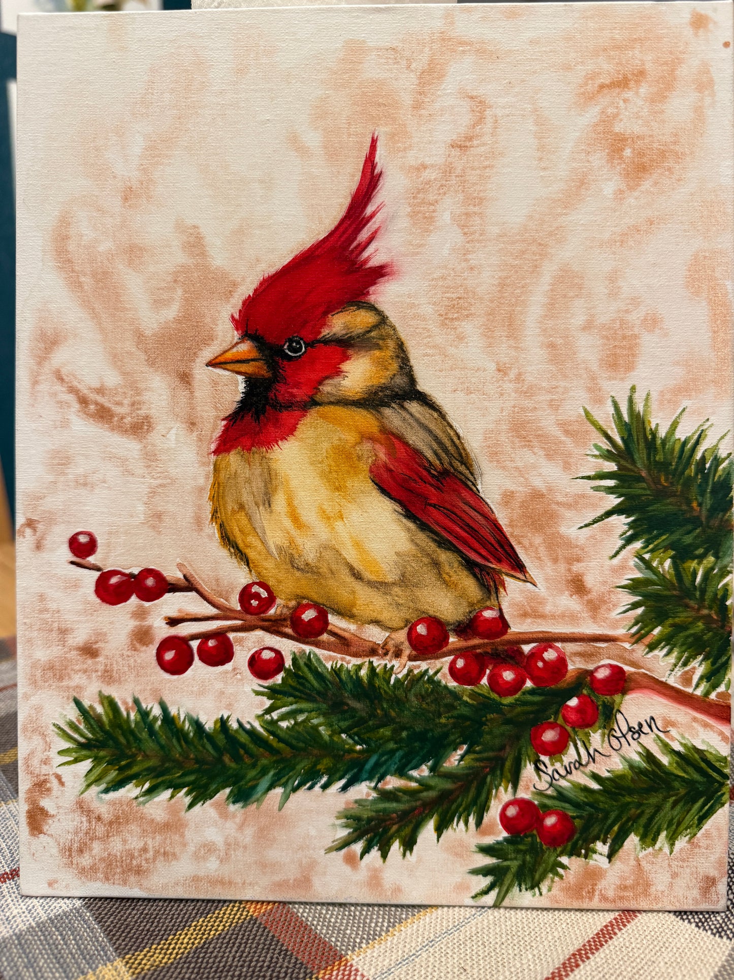 Watercolor Print- Christmas Cardinal