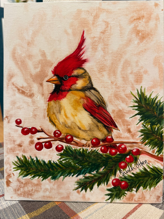 Watercolor Print- Christmas Cardinal