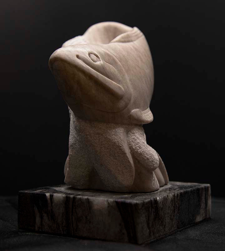 Carved from Colorado Alabaster   Shapes and textures from the Colorado Alabaster   Alabaster Trout with Textured tail and smooth finish on body