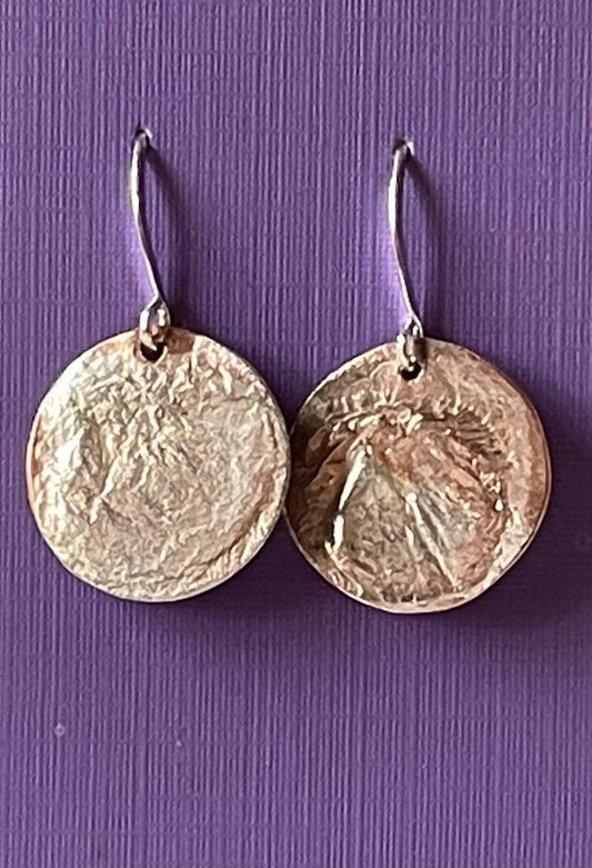 Reticulated Sterling Silver (fused) disk on Copper