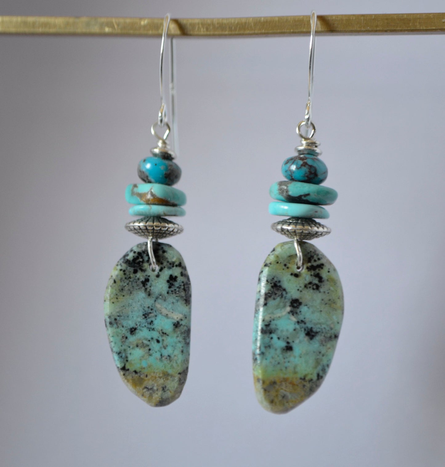 Mosaic of Turquoise: Chinese, Kingman & Campitos on Sterling Silver wires
