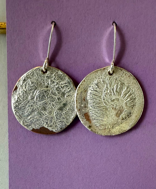 " Full Moonscapes " Sterling Silver on Copper Earrings