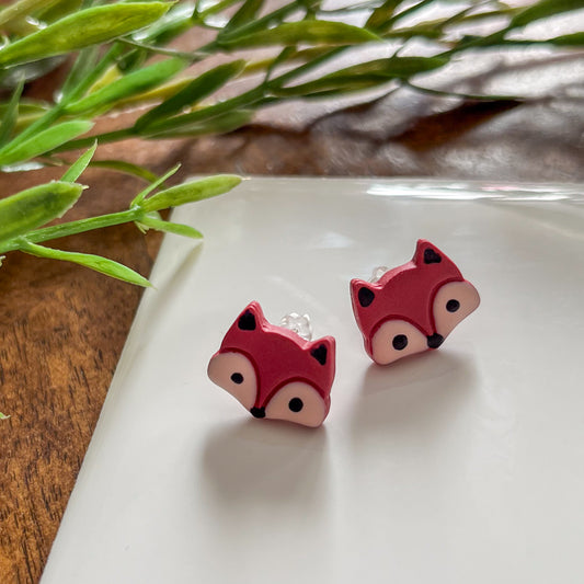 " Red Fox " Polymer Clay Stud Earrings