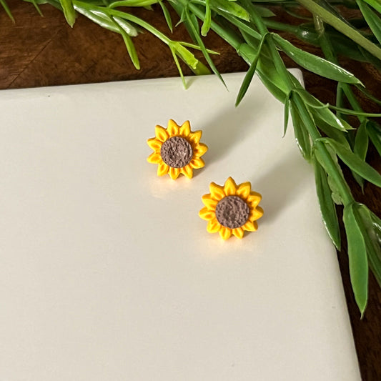 " Sunflower Studs " Polymer Clay Earrings