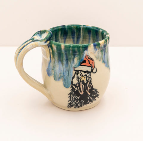" Santa Rooster " Stoneware Holiday Mug
