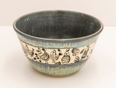 Small " Funky Chickens " Stoneware Cereal Bowl