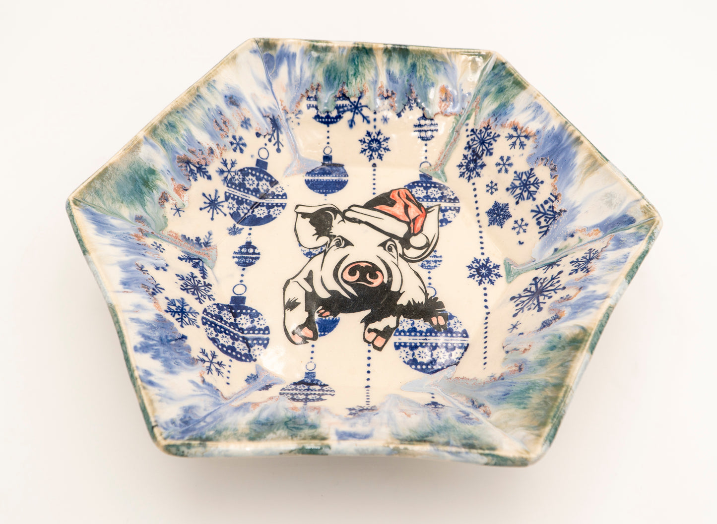" Santa Pig " Stoneware Serving Bowl
