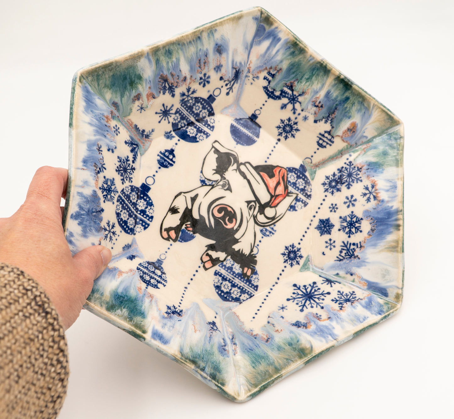 " Santa Pig " Stoneware Serving Bowl