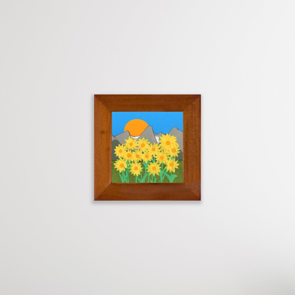 Paper Collage Print- "Rocky Mountain Sunflower Scape"