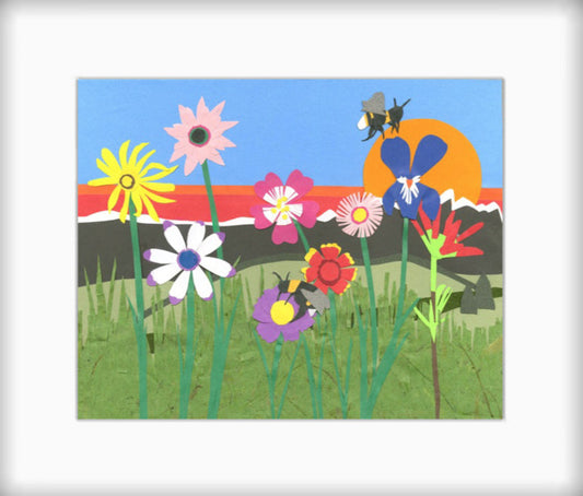 " Teton Wildflower Bonanza " Paper Collage Art
