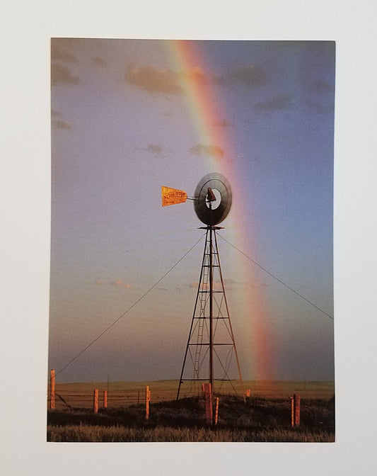 " The Farm " Windmill and Rainbow Greeting Card