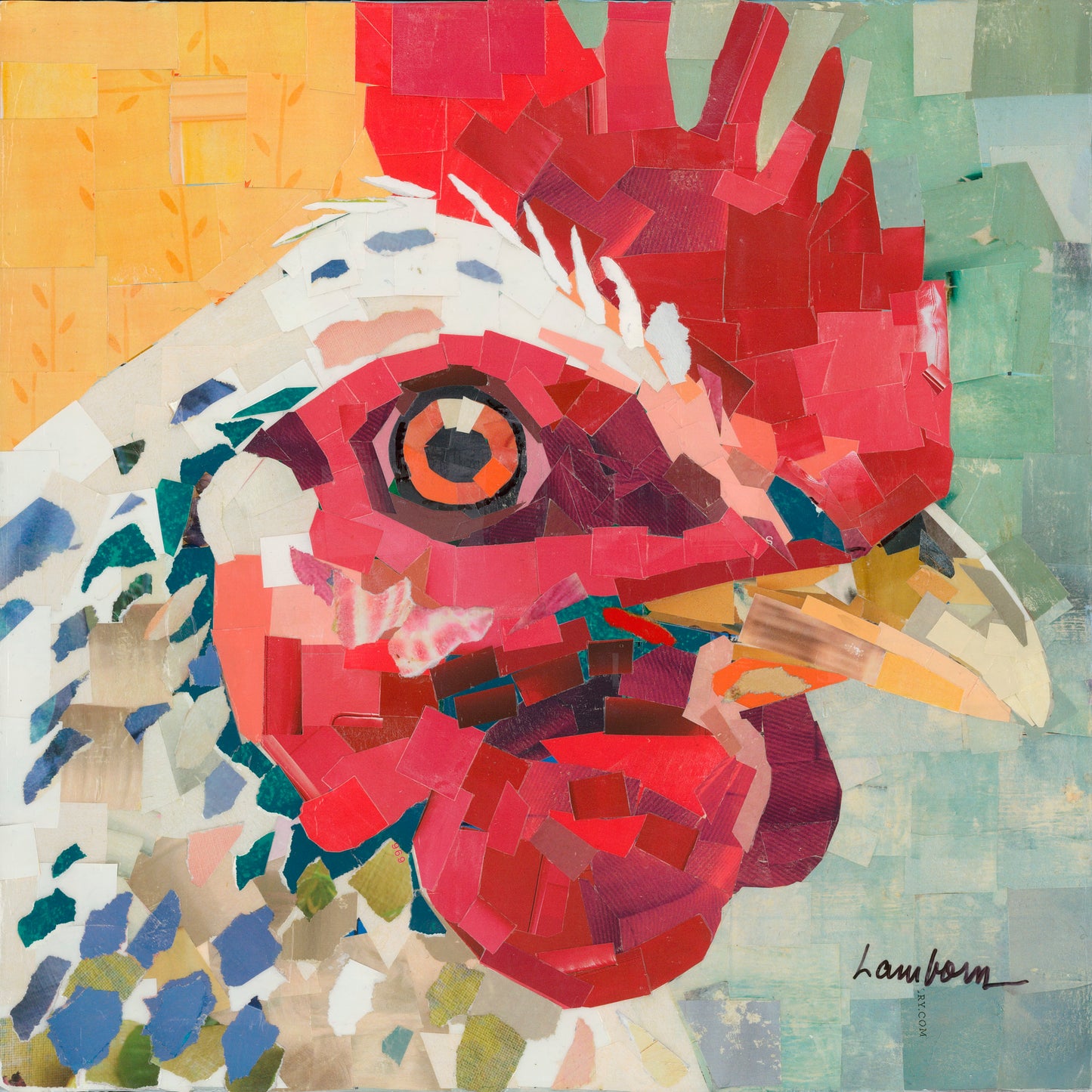 Matted Collage Print- Chickens