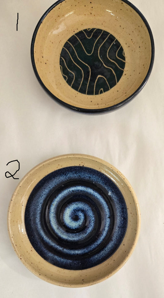 Pottery Trinket Dish- Blue Designs