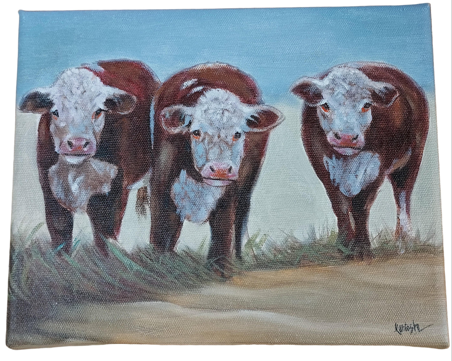 Original Oil on Canvas- " Trio " Herford Cows