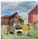 Its finally breakfast time, and oh so good! Thunder the smallest ranch horse learns that all good things come in good time.