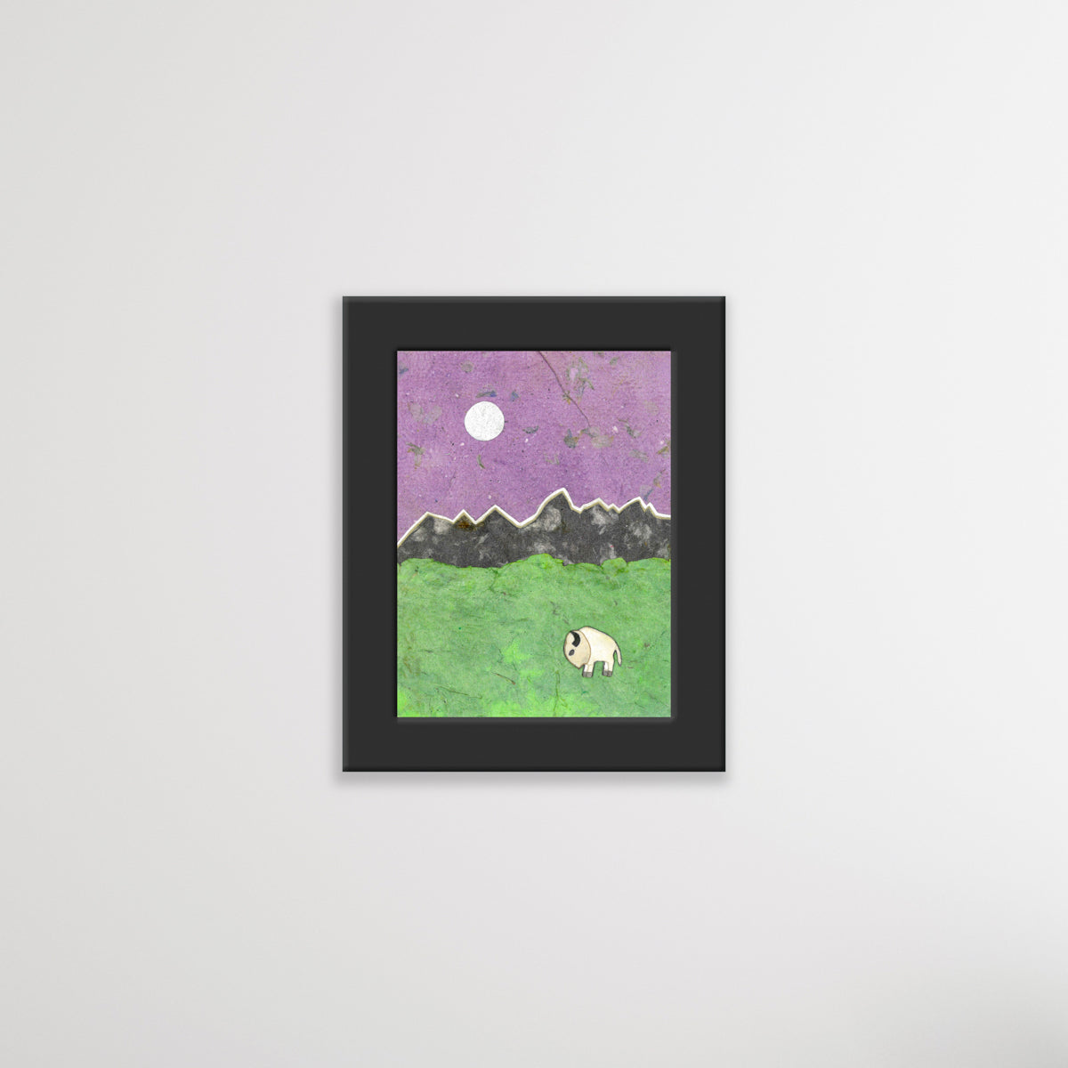 " White Buffalo Sunrise " Paper Collage Art