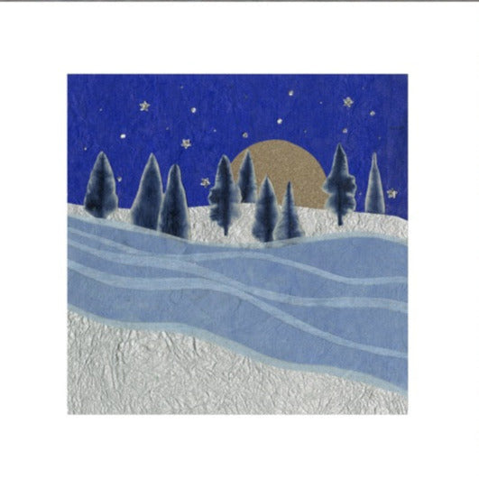 " Winter Moonlit Magic " Paper Collage Art