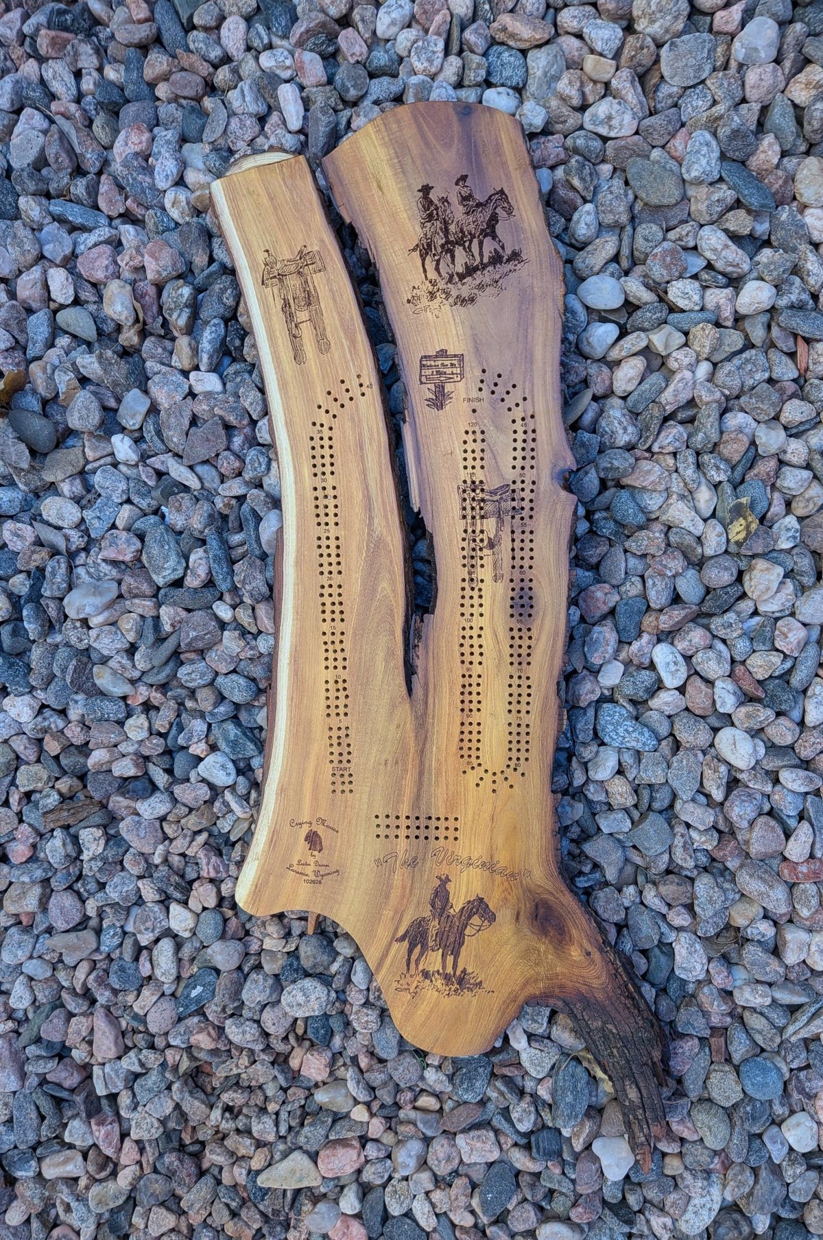 Cribbage Board - Large- "The Virginian" Western Themed