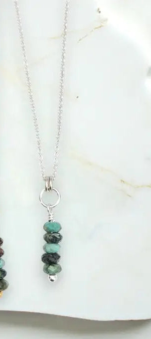 Necklace -Petite Silver Chain and Turquoise