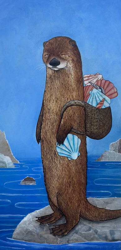 Print -"Beachcomber" Sea Otter
