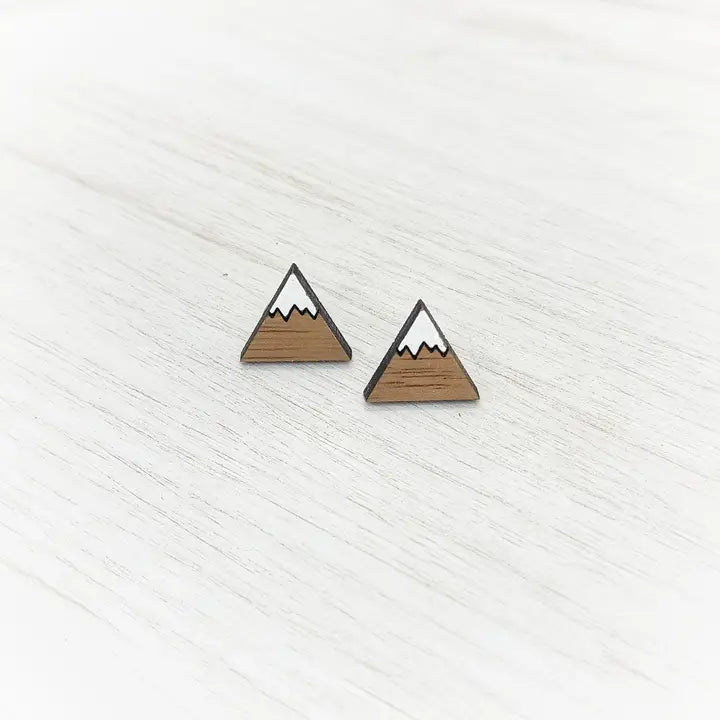 Earrings- Mountain Charm Wood Studs