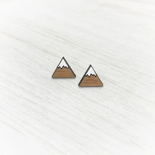 Earrings- Mountain Charm Wood Studs