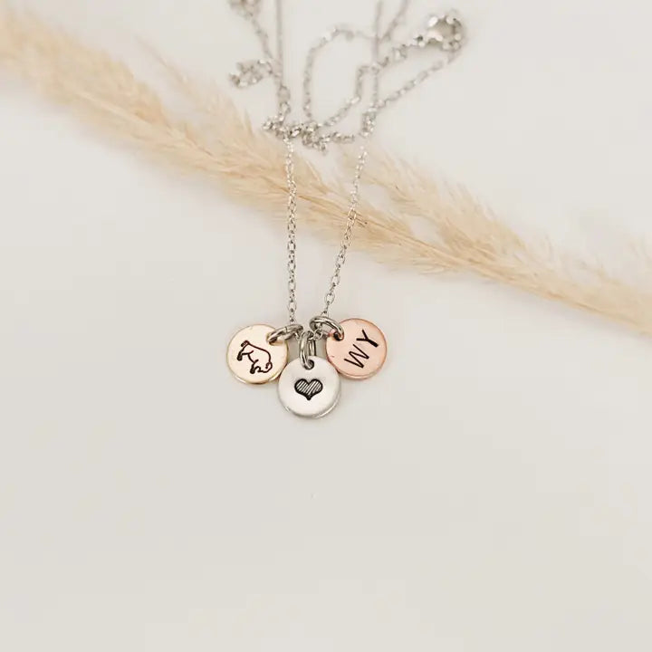 Necklace - Bison Heart WY Triple Pendant